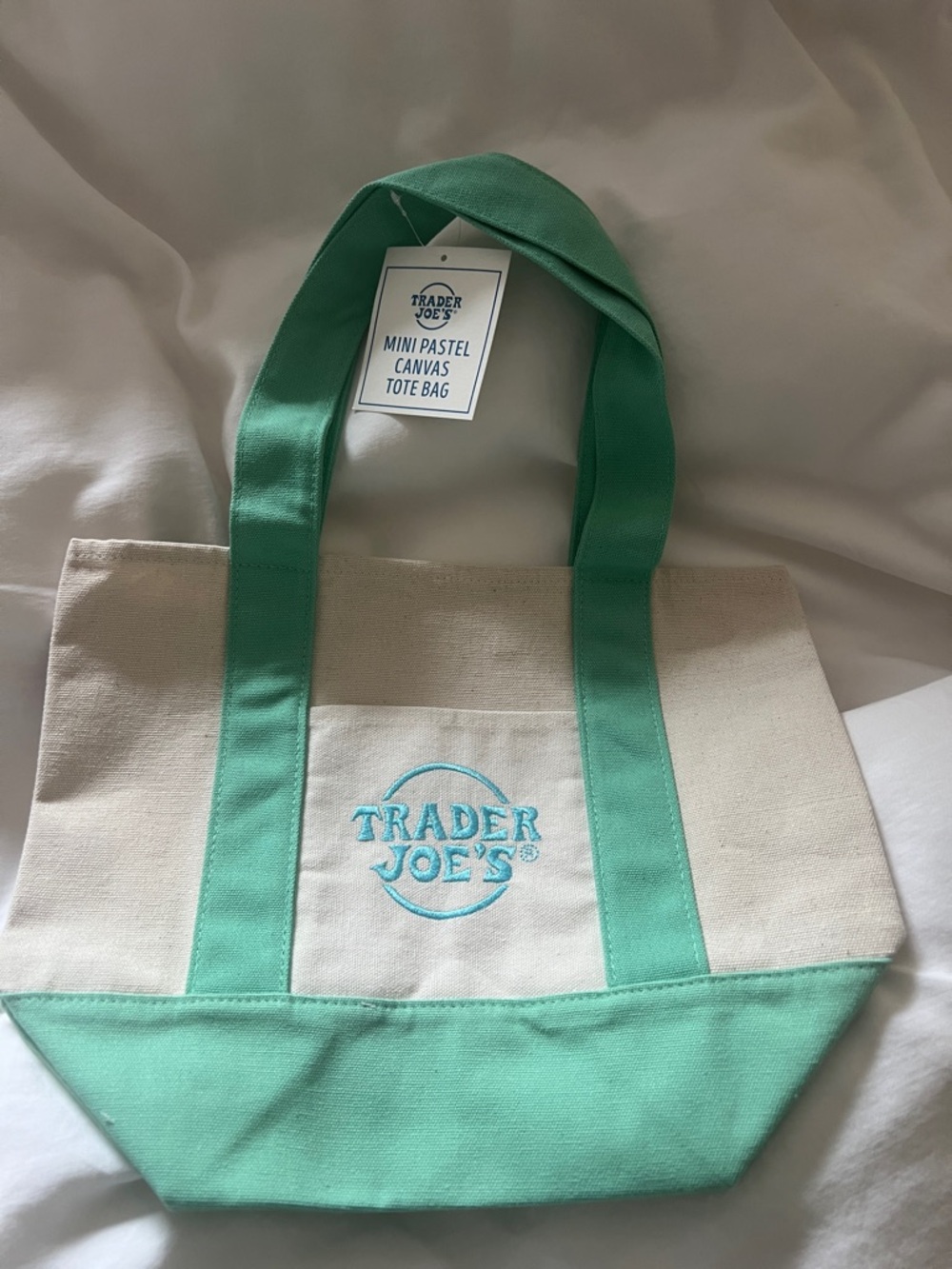 Trader Joe’s- Mini Cream and Mint Green Canvas Tote Bag